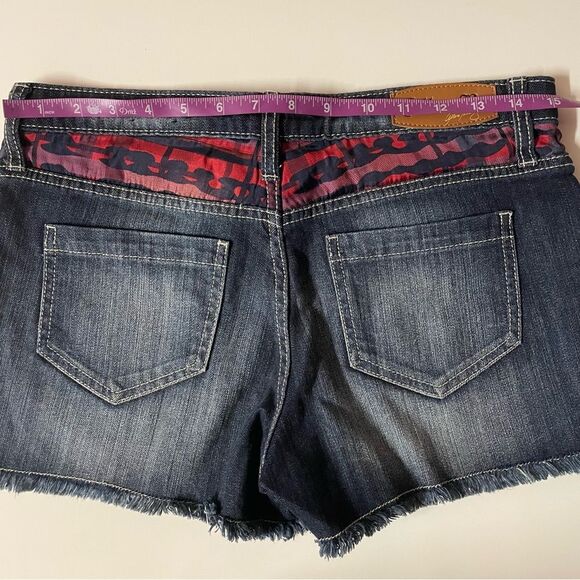 Allen B. by Allen Schwartz Red & Dark Blue Denim Cut Off Shorts Size 4 EUC - Picture 4 of 14